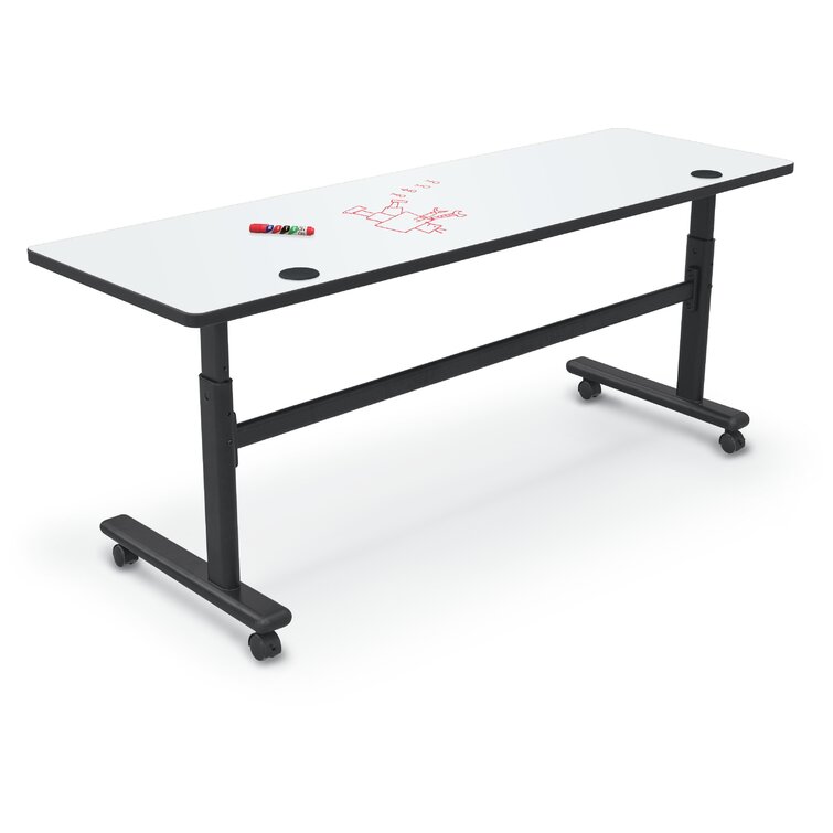 Hierarchy Rectangle Height Adjustable Flip Top Training Table with Casters